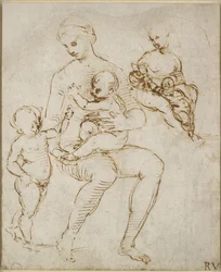 Two Studies for a Virgin and Child with St John (The Madonna del Cardellino)